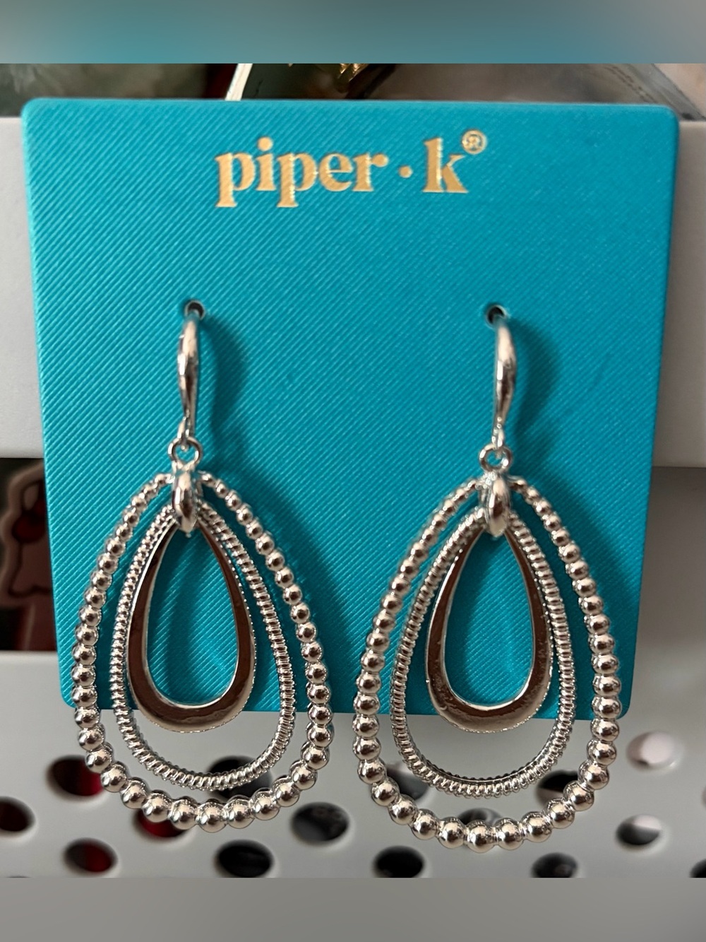 Piper K Silver Layered Teardrop Dangle Earrings